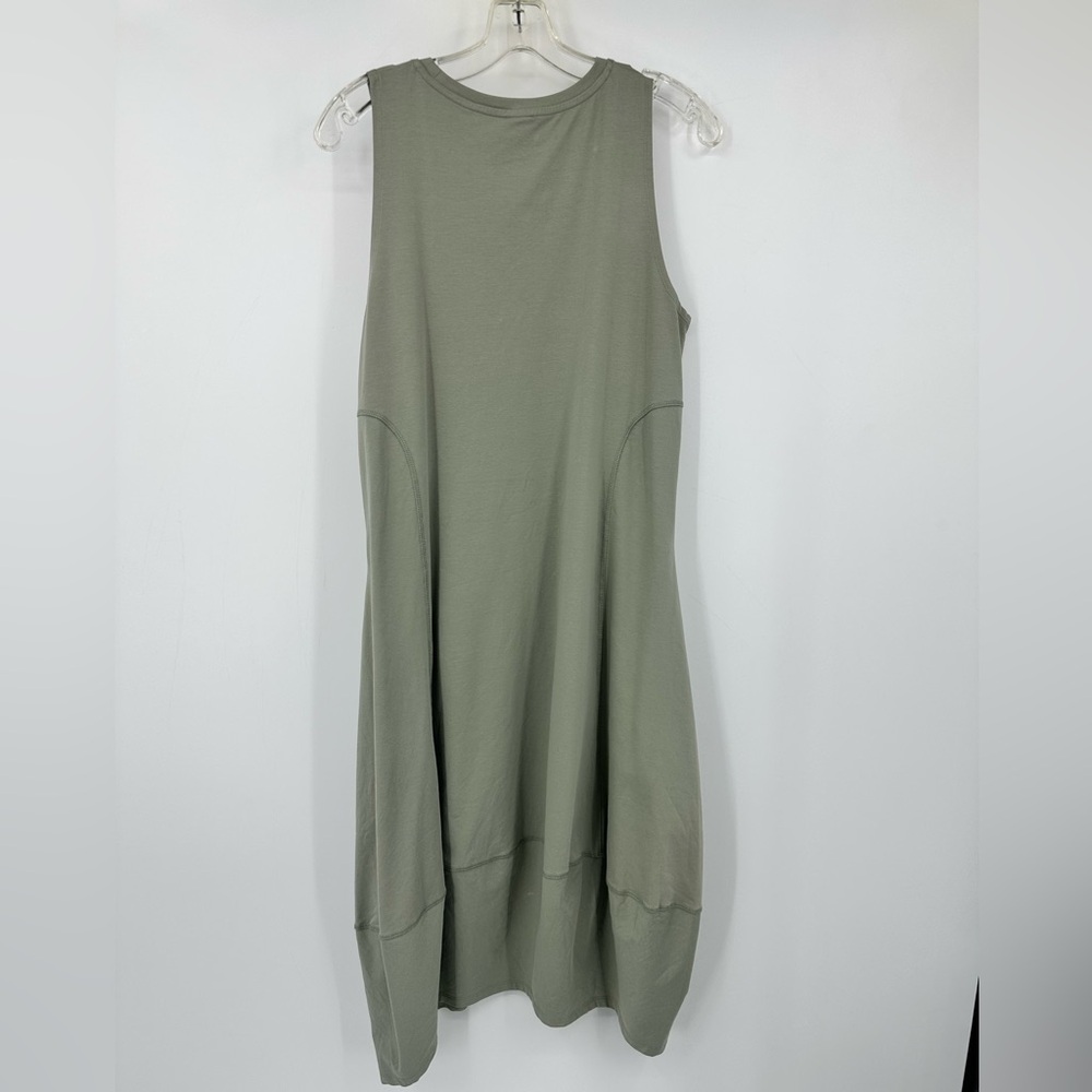 Wynne Layers Patch Pocket Bubble Hem Dress Jersey Sleeveless Sage Green Medium - Picture 7 of 8
